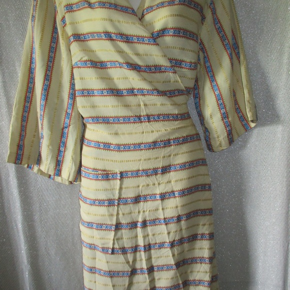 VINTAGE RAYON KIMONO ROBE DRESS ILGWU 42/44 BOHO - Picture 5 of 5